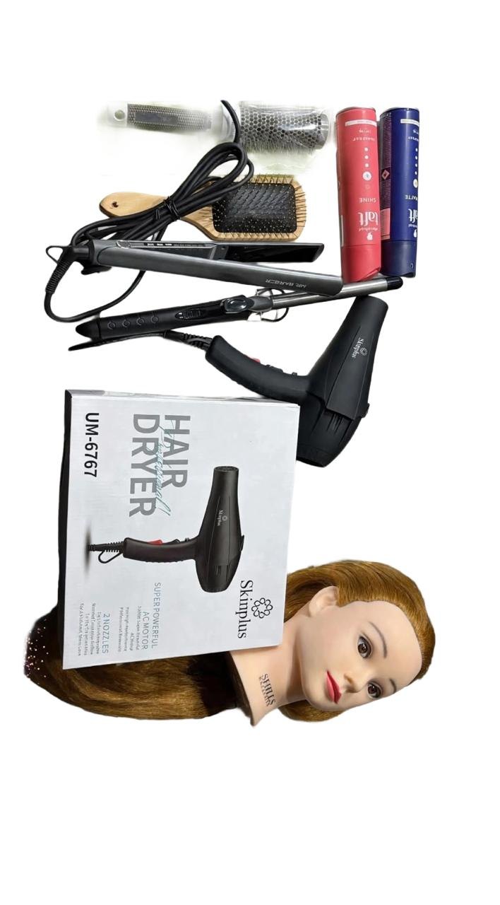 3-in-1 Professional Hair Styling & Training Combo with Mannequin Head